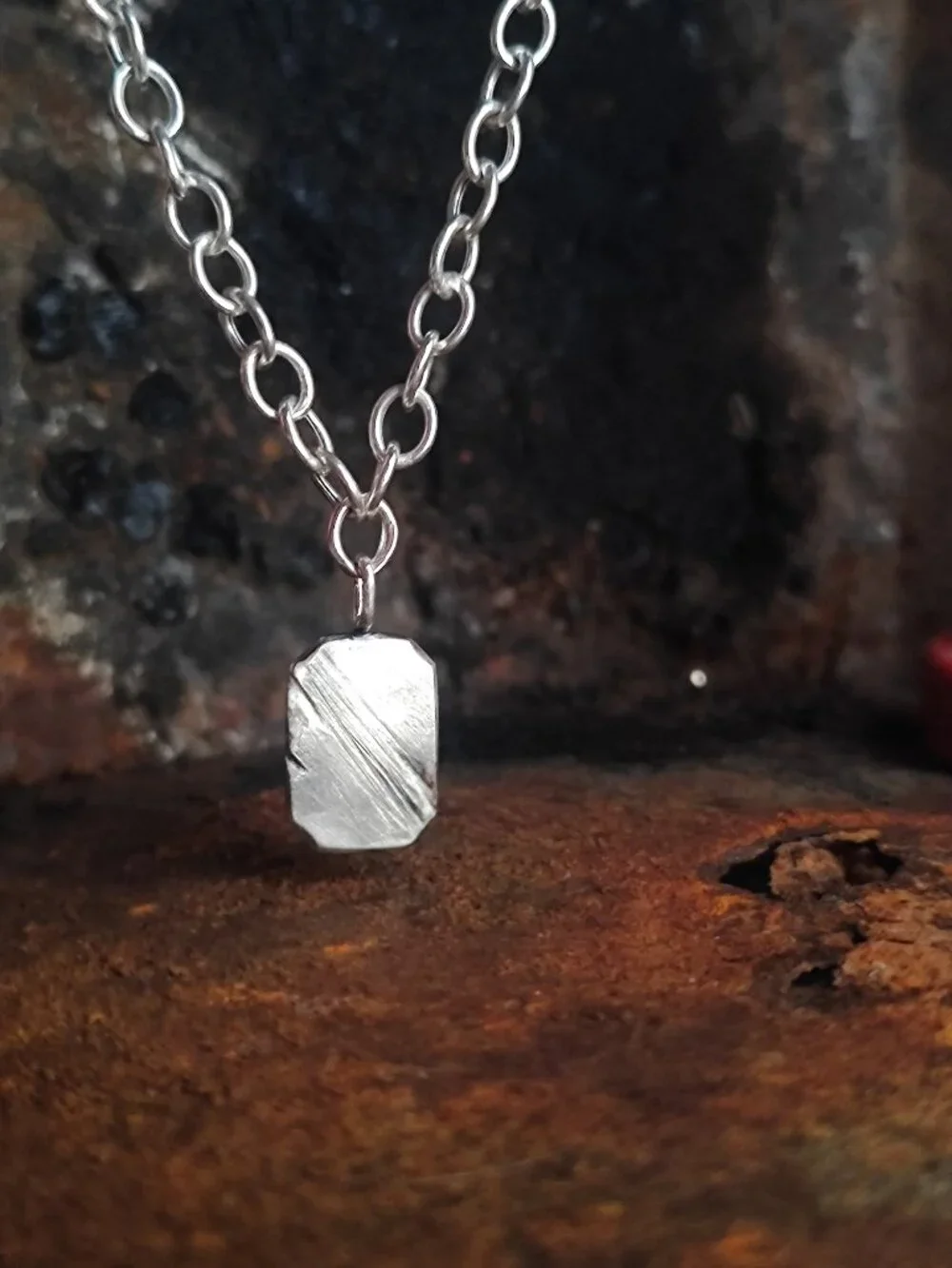 Handmade Sterling Silver Engravable Pendant Necklace – Thick Link Chain